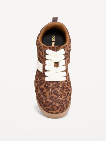 Old Navy Faux-Suede Lace-Up Sneakers for Girls - Leopard in Kuwait