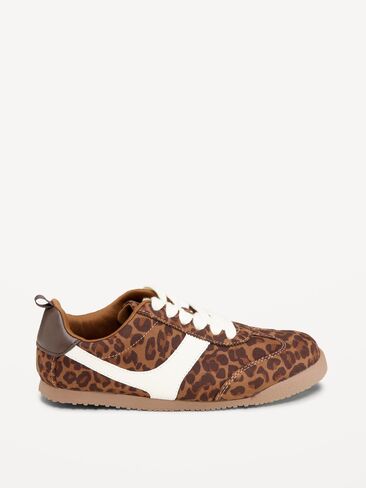 Old Navy Faux-Suede Lace-Up Sneakers for Girls - Leopard in Kuwait