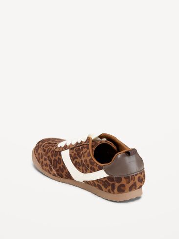 Old Navy Faux-Suede Lace-Up Sneakers for Girls - Leopard in Kuwait