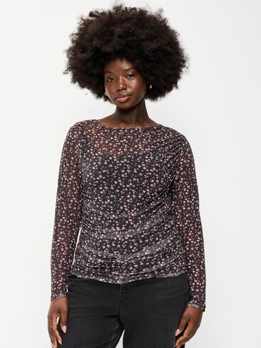 Old Navy Long-Sleeve Draped Mesh Top - Multi-Floral Top in Kuwait