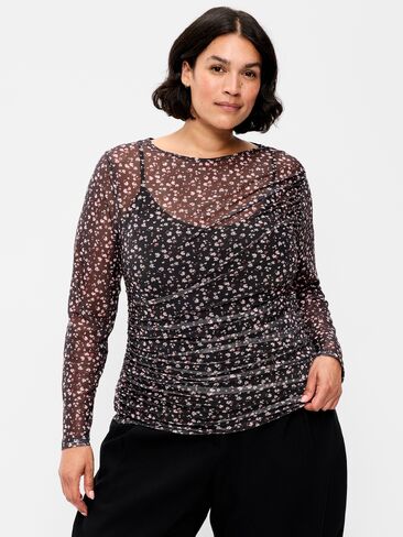 Old Navy Long-Sleeve Draped Mesh Top - Multi-Floral Top in Kuwait