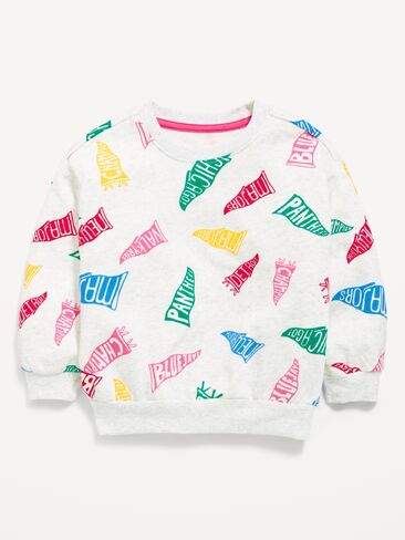 Old Navy Long-Sleeve Logo Graphic Sweatshirt for Toddler Girls - Medium Gray Heather in Saudi Arabia