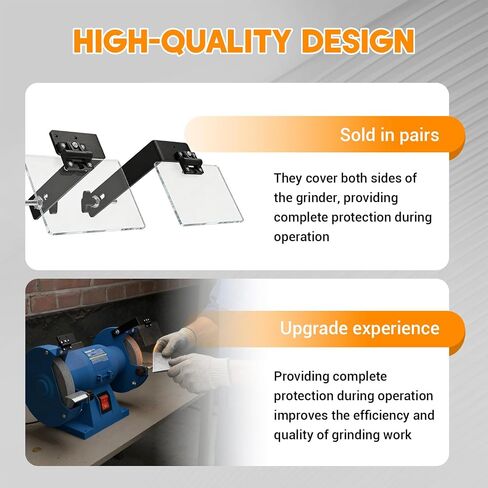 Universal Bench Grinder Shields - Sold as Pair | Eye Shield Mounting Assembly for 8-inch Baldor Bench Grinder (Black) in Kuwait