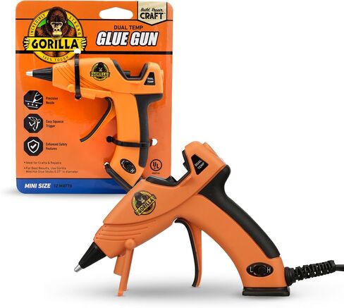 Gorilla Hot Glue Gun (Pack of 1) - Dual Temp Mini Size Hot Glue Gun with Precision Nozzle, Easy Squeeze Trigger, and Enhanced Safety Features for DIY, Craft, Repairs, and More in Kuwait