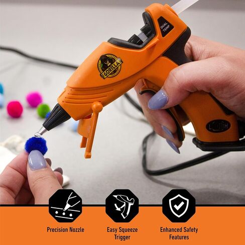 Gorilla Hot Glue Gun (Pack of 1) - Dual Temp Mini Size Hot Glue Gun with Precision Nozzle, Easy Squeeze Trigger, and Enhanced Safety Features for DIY, Craft, Repairs, and More in Kuwait