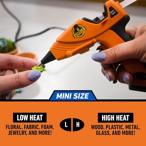 Gorilla Hot Glue Gun (Pack of 1) - Dual Temp Mini Size Hot Glue Gun with Precision Nozzle, Easy Squeeze Trigger, and Enhanced Safety Features for DIY, Craft, Repairs, and More in Kuwait