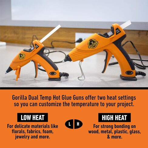 Gorilla Hot Glue Gun (Pack of 1) - Dual Temp Mini Size Hot Glue Gun with Precision Nozzle, Easy Squeeze Trigger, and Enhanced Safety Features for DIY, Craft, Repairs, and More in Kuwait