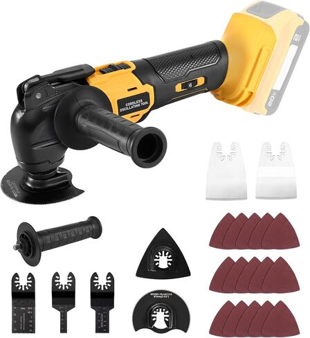 Cordless Oscillating Tool, Brushless Orbiting Tool Compatible with DeWalt 20V Battery, 23 PCS Multi-Tool Kit with Auxiliary Handle for Cutting, Scraping, Sanding, 6 Variable Speed (Tools Only) in Kuwait