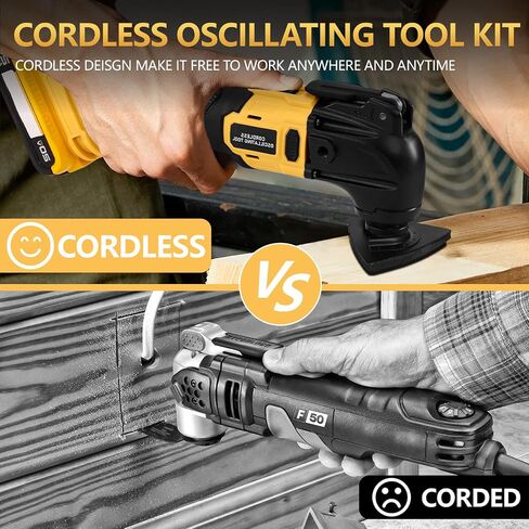 Cordless Oscillating Tool, Brushless Orbiting Tool Compatible with DeWalt 20V Battery, 23 PCS Multi-Tool Kit with Auxiliary Handle for Cutting, Scraping, Sanding, 6 Variable Speed (Tools Only) in Kuwait