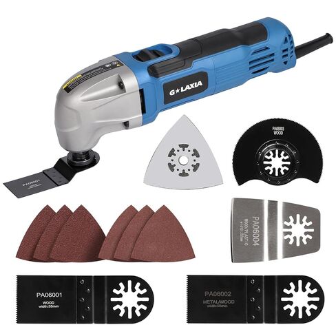 Oscillating Tool, 1.5A Oscillating Multi Tool with with 3° Oscillation Angle, 12 Piece Accessories Scraping, Grinding, Sanding, Cutting | 3° Oscillation Angle, 22000 OPM, Soft Rubber Grip, Compact Design, Versatile Power Tool for Home Improvement, Woodwor in Kuwait