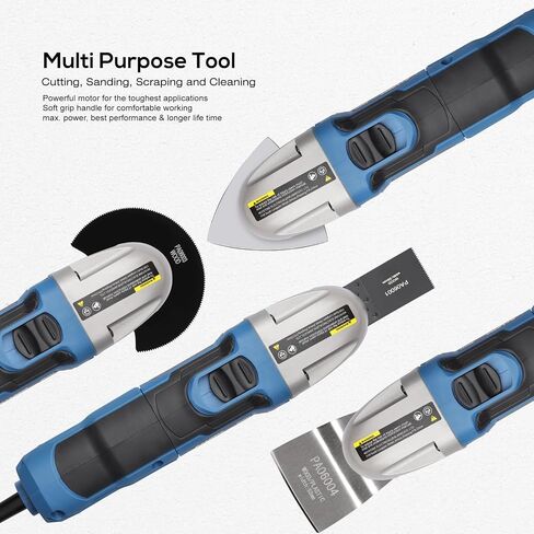 Oscillating Tool, 1.5A Oscillating Multi Tool with with 3° Oscillation Angle, 12 Piece Accessories Scraping, Grinding, Sanding, Cutting | 3° Oscillation Angle, 22000 OPM, Soft Rubber Grip, Compact Design, Versatile Power Tool for Home Improvement, Woodwor in Kuwait