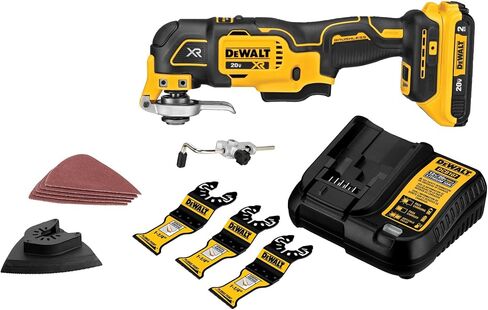 DEWALT 20V MAX XR Oscillating Multi-Tool Kit, Oscillating Tool Accessories, Cordless, 3-Speed, Quick Blade Change, Sand Paper, Blades, Battery and Charger Included (DCS356D1) in Kuwait