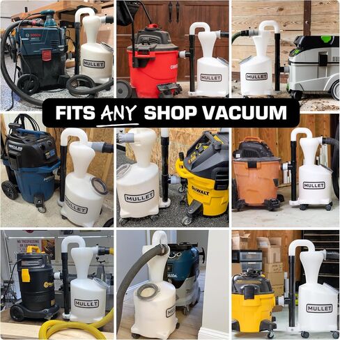 Mullet Cyclone Dust Collector, High-Speed Separator for Shop Vac | Reduce Clogged Filters, Cut-to-Fit PVC Fits Any Shop Vac, Separates Fine Dust & Heavy Debris in Kuwait