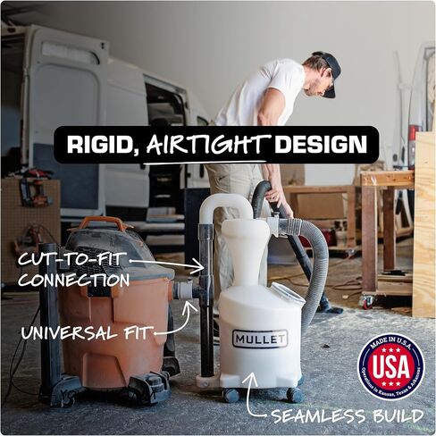 Mullet Cyclone Dust Collector, High-Speed Separator for Shop Vac | Reduce Clogged Filters, Cut-to-Fit PVC Fits Any Shop Vac, Separates Fine Dust & Heavy Debris in Kuwait