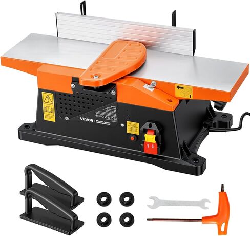 VEVOR Benchtop Jointer, 6 in, 2 HP 12000 RPM Bench Top Wood Jointer, with Straight Cutterhead, 2 HSS Blades, 6 x 23 in Cast Aluminum Table, Up to 1/8 in Depth, Adjustable Fence, for Woodworking DIY in Kuwait