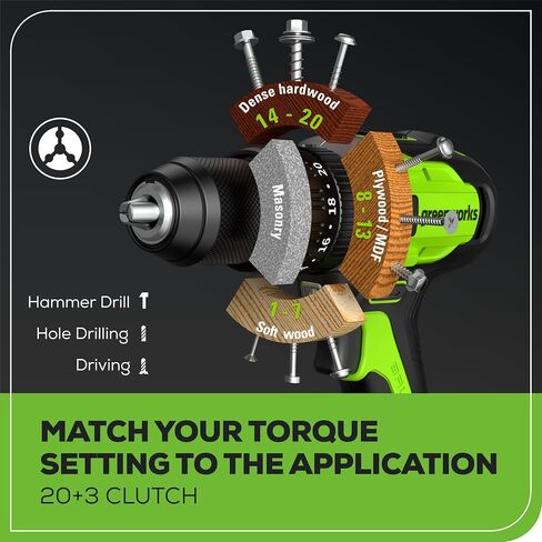 Greenworks 24V Brushless 1/2" Hammer Drill (530 in-lbs.) 2.0Ah Battery and Charger Included, DDG402 in Kuwait