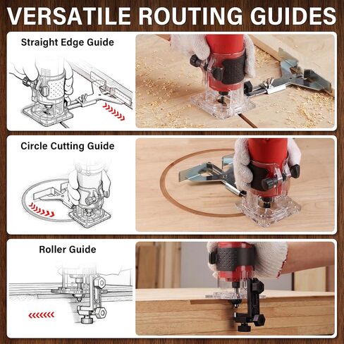 TEENO Wood Router, 6.5Amp 1.25HP Wood Routers for Woodworking, 800W Hand Wood Router Tool, 31000R/MIN Compact Edge Trimmer with 15 1/4" Router Bit Set in Kuwait