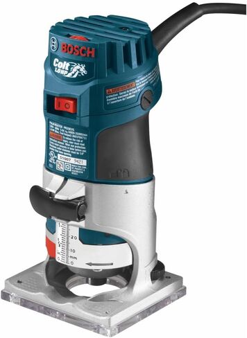 BOSCH PR20EVS Colt 1.0 HP Variable-Speed Palm Router - 5.6 Amp Motor, Soft Start, Constant ResponsCircuitry, Ergonomic Grip, Rugged Aluminum Base, Fixed, Quick-Clamp System, 1/4" Collet in Kuwait