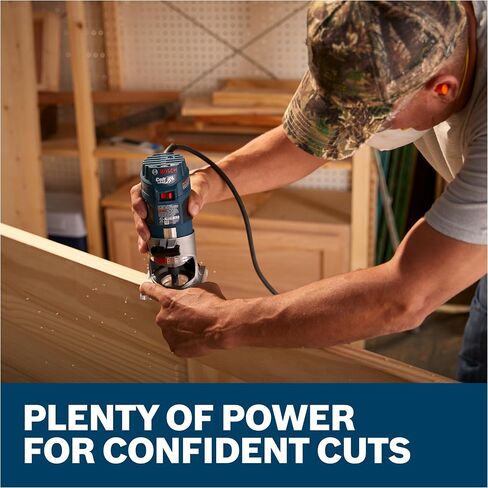 BOSCH PR20EVS Colt 1.0 HP Variable-Speed Palm Router - 5.6 Amp Motor, Soft Start, Constant ResponsCircuitry, Ergonomic Grip, Rugged Aluminum Base, Fixed, Quick-Clamp System, 1/4" Collet in Kuwait