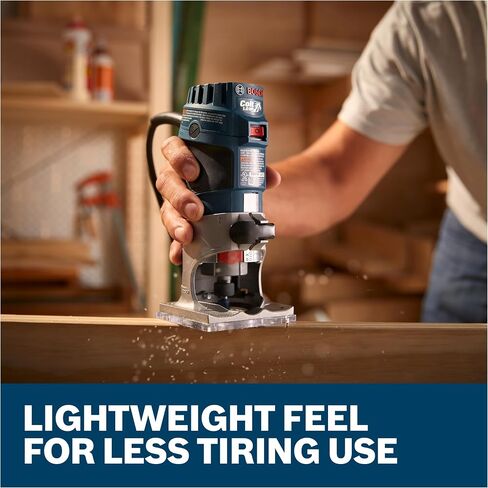 BOSCH PR20EVS Colt 1.0 HP Variable-Speed Palm Router - 5.6 Amp Motor, Soft Start, Constant ResponsCircuitry, Ergonomic Grip, Rugged Aluminum Base, Fixed, Quick-Clamp System, 1/4" Collet in Kuwait
