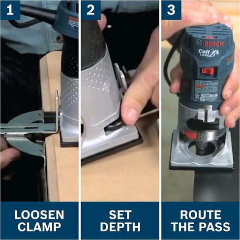 BOSCH PR20EVS Colt 1.0 HP Variable-Speed Palm Router - 5.6 Amp Motor, Soft Start, Constant ResponsCircuitry, Ergonomic Grip, Rugged Aluminum Base, Fixed, Quick-Clamp System, 1/4" Collet in Kuwait