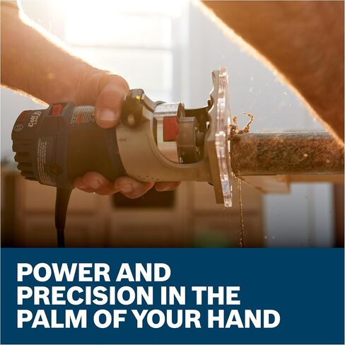 BOSCH PR20EVS Colt 1.0 HP Variable-Speed Palm Router - 5.6 Amp Motor, Soft Start, Constant ResponsCircuitry, Ergonomic Grip, Rugged Aluminum Base, Fixed, Quick-Clamp System, 1/4" Collet in Kuwait