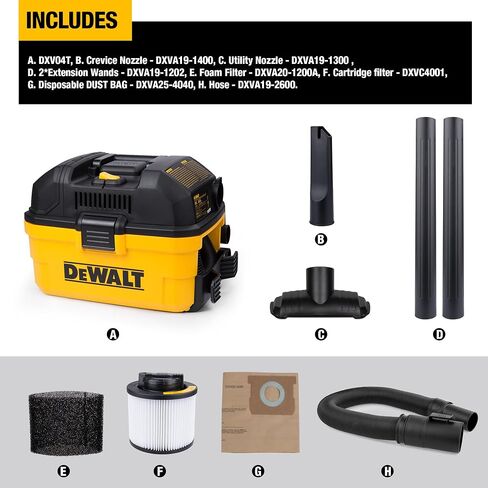 DEWALT DXV04T 4 Gallon 5 Peak HP Portable Corded Wet/Dry Shop Vacuum in Kuwait