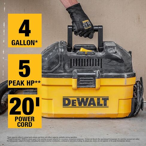 DEWALT DXV04T 4 Gallon 5 Peak HP Portable Corded Wet/Dry Shop Vacuum in Kuwait