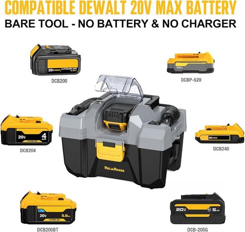 20V Cordless Vacuum Cleaner-Wet/Dry Shop Vac,2.6 Gallon Capacity,Compatible with DeWALT Batteries (Bare Tool - No Battery & No Charger),Ideal for Cleaning Car,Home Spaces,and Workshops RCSV-20 in Kuwait