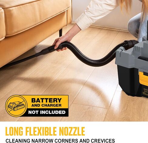 20V Cordless Vacuum Cleaner-Wet/Dry Shop Vac,2.6 Gallon Capacity,Compatible with DeWALT Batteries (Bare Tool - No Battery & No Charger),Ideal for Cleaning Car,Home Spaces,and Workshops RCSV-20 in Kuwait