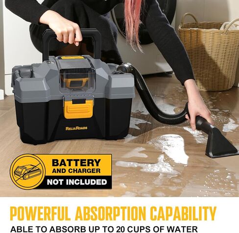 20V Cordless Vacuum Cleaner-Wet/Dry Shop Vac,2.6 Gallon Capacity,Compatible with DeWALT Batteries (Bare Tool - No Battery & No Charger),Ideal for Cleaning Car,Home Spaces,and Workshops RCSV-20 in Kuwait