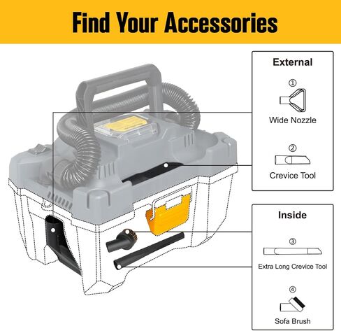 20V Cordless Vacuum Cleaner-Wet/Dry Shop Vac,2.6 Gallon Capacity,Compatible with DeWALT Batteries (Bare Tool - No Battery & No Charger),Ideal for Cleaning Car,Home Spaces,and Workshops RCSV-20 in Kuwait