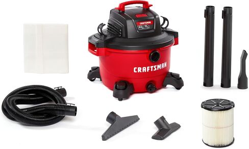 CRAFTSMAN CMXEVBE17595 16 جالون 6.5 ذروة HP مكنسة كهربائية للمتجر الرطب والجاف | مكنسة كهربائية رطبة وجافة شديدة التحمل مع فلتر وحقيبة غبار وخرطوم وملحقات للمشروعات والتجديدات المنزلية in Kuwait