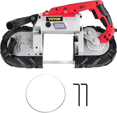 VEVOR Portable Band Saw, 110V Removable Alloy Steel Base 5 Inch Cutting Capacity Hand held Variable Speed Portable Bandsaw, 10Amp Motor Deep Cut Band saw for Metal Wood in Kuwait