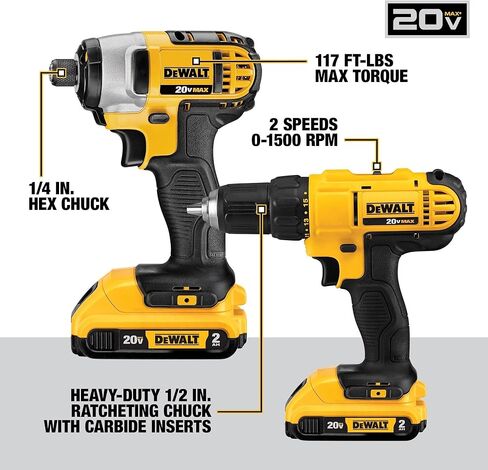 DEWALT 20V MAX Power Tool Combo Kit, 10 Tool Cordless Power Tool Set, 2 Batteries, Charger and 2 Bags Included, Dewalt Brushless Combo Kit (DCK1021D2) in Kuwait