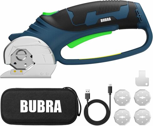 Cordless Electric Scissors for Cardboard Cutter with 4 SK5 Blades | 4V Electric Box Cutter, 1/3" Cutting Capacity, 2000mAh Battery, Power Cutter for Fabric Carpet Leather - Blue in Saudi Arabia