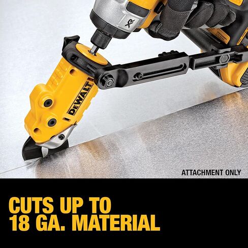 DEWALT Metal Shear/Cutter Drill Attachment, Impact Ready, 360 Degree Pivoting Head, Cuts 18GA Material (DWASHRIR)(Yellow, Black) in Kuwait