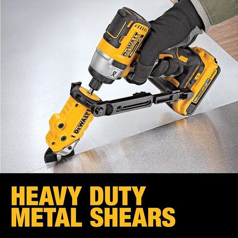 DEWALT Metal Shear/Cutter Drill Attachment, Impact Ready, 360 Degree Pivoting Head, Cuts 18GA Material (DWASHRIR)(Yellow, Black) in Kuwait