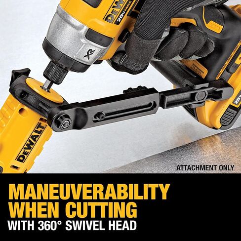 DEWALT Metal Shear/Cutter Drill Attachment, Impact Ready, 360 Degree Pivoting Head, Cuts 18GA Material (DWASHRIR)(Yellow, Black) in Kuwait