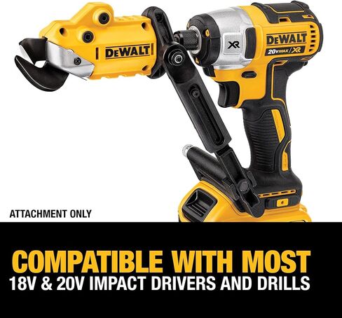 DEWALT Metal Shear/Cutter Drill Attachment, Impact Ready, 360 Degree Pivoting Head, Cuts 18GA Material (DWASHRIR)(Yellow, Black) in Kuwait