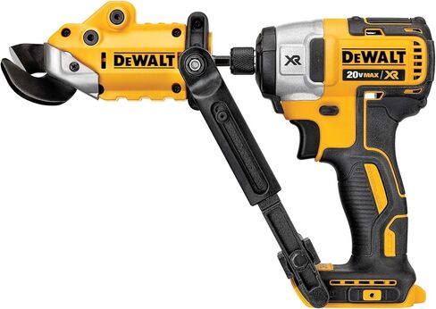 DEWALT Metal Shear/Cutter Drill Attachment, Impact Ready, 360 Degree Pivoting Head, Cuts 18GA Material (DWASHRIR)(Yellow, Black) in Kuwait