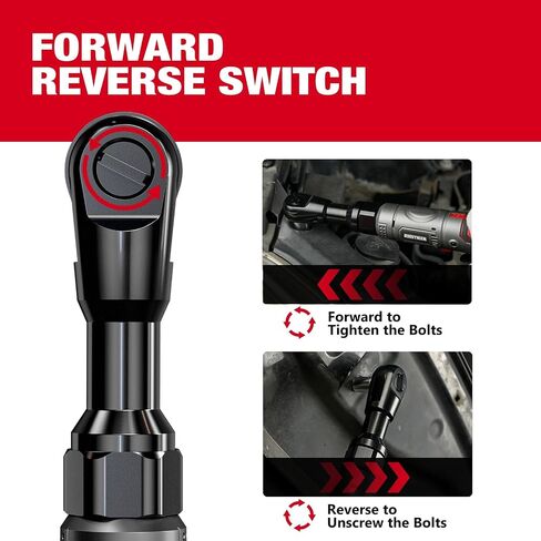 Alloyman 3/8" Cordless Ratchet Wrench, 60 FT-LBS(80N.M), 12V Extended Reach | 5.5" extended Electric Ratchet,Alloy body,2 Batteries,6 sockets, 1/4" & 1/2" adapters, 3" extension bar, fast charger, LED in Kuwait