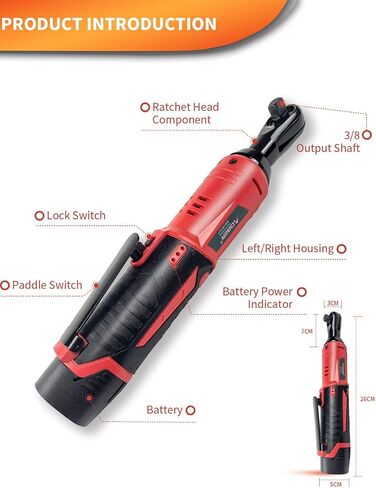 AOBEN Cordless Electric Ratchet Wrench Set, 3/8" 12V Power Ratchet Tool Kit With 2 Packs 2000mAh Lithium-Ion Battery And Charger in Saudi Arabia