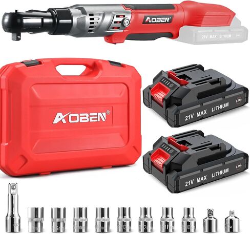 AOBEN Cordless Electric Ratchet Wrench Set, 3/8" 12V Power Ratchet Tool Kit With 2 Packs 2000mAh Lithium-Ion Battery And Charger in Saudi Arabia