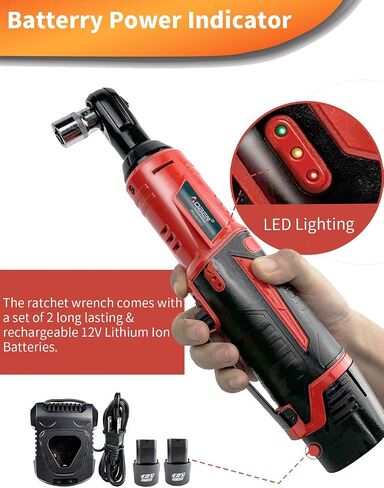 AOBEN Cordless Electric Ratchet Wrench Set, 3/8" 12V Power Ratchet Tool Kit With 2 Packs 2000mAh Lithium-Ion Battery And Charger in Saudi Arabia