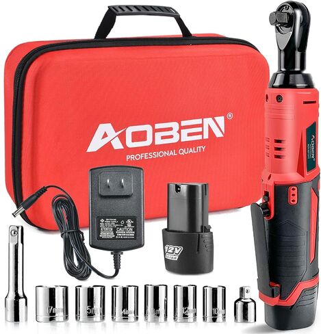 AOBEN Cordless Electric Ratchet Wrench Set, 3/8" 12V Power Ratchet Tool Kit With 2 Packs 2000mAh Lithium-Ion Battery And Charger in Saudi Arabia