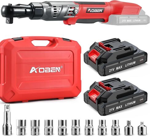 AOBEN Cordless Electric Ratchet Wrench Set, 3/8" 12V Power Ratchet Tool Kit With 2 Packs 2000mAh Lithium-Ion Battery And Charger in Saudi Arabia