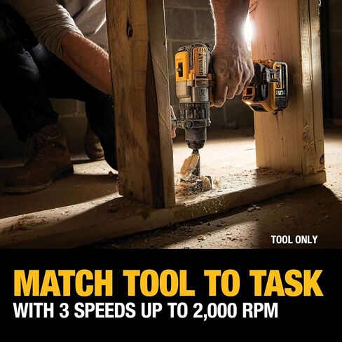 DEWALT 20V MAX XR Cordless Hammer Drill Driver Brushless, Heavy Duty 1/2", 3-Speed, Tool Only (DCD996B) in Kuwait