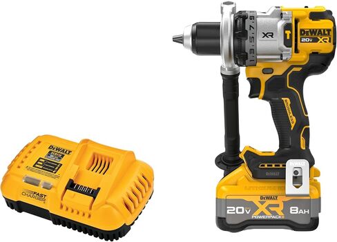 DEWALT 20V MAX XR 1/2 Inch Brushless Cordless Hammer Drill Kit with 8AH Battery and Charger, 3 Speed (DCD1007WW1) in Kuwait