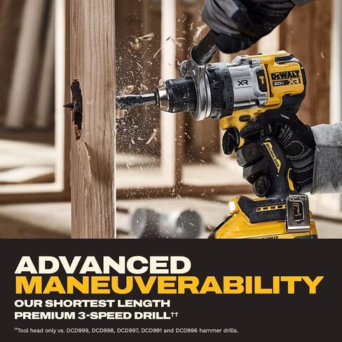 DEWALT 20V MAX XR 1/2 Inch Brushless Cordless Hammer Drill Kit with 8AH Battery and Charger, 3 Speed (DCD1007WW1) in Kuwait